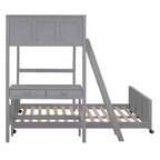 Letto a castello in legno Full Over Full / Twin Over Full con scrivania e scaletta