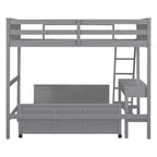Letto a castello in legno Full Over Full / Twin Over Full con scrivania e scaletta