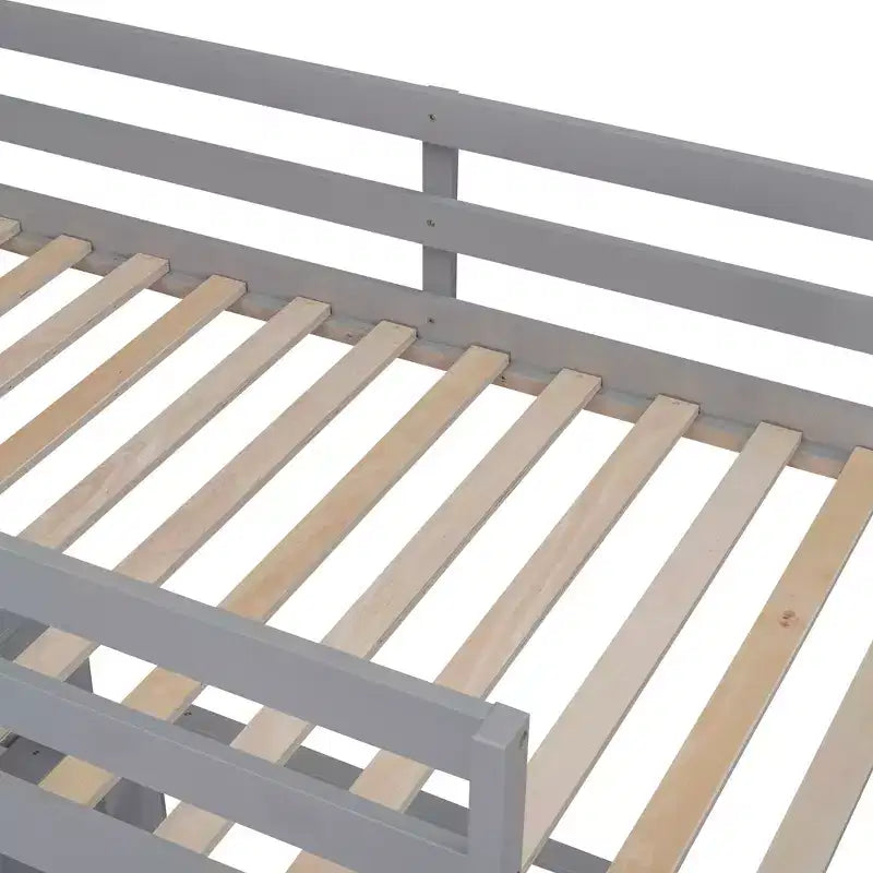 Letto a castello in legno Full Over Full / Twin Over Full con scrivania e scaletta