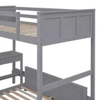 Letto a castello in legno Full Over Full / Twin Over Full con scrivania e scaletta
