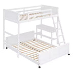 Letto a castello in legno Full Over Full / Twin Over Full con scrivania e scaletta