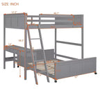 Letto a castello in legno Full Over Full / Twin Over Full con scrivania e scaletta