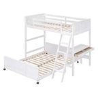 Letto a castello in legno Full Over Full / Twin Over Full con scrivania e scaletta