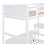 Letto a castello in legno Full Over Full / Twin Over Full con scrivania e scaletta