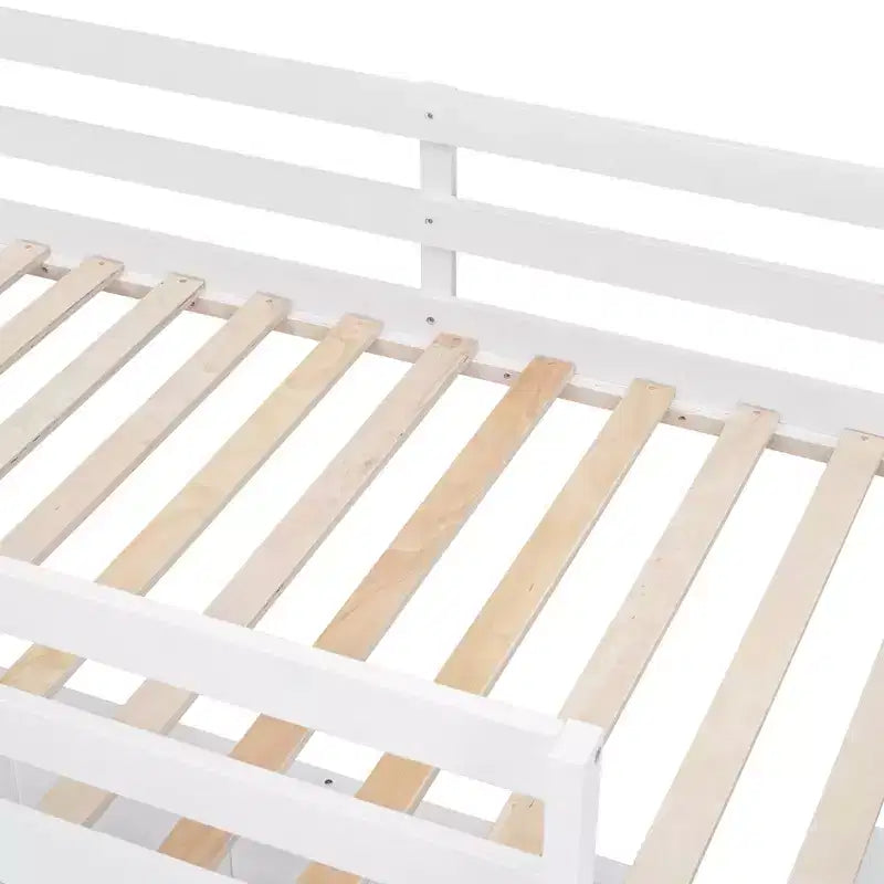 Letto a castello in legno Full Over Full / Twin Over Full con scrivania e scaletta