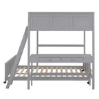 Letto a castello in legno Full Over Full / Twin Over Full con scrivania e scaletta