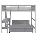 Letto a castello in legno Full Over Full / Twin Over Full con scrivania e scaletta
