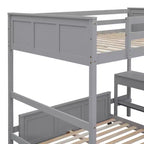 Letto a castello in legno Full Over Full / Twin Over Full con scrivania e scaletta