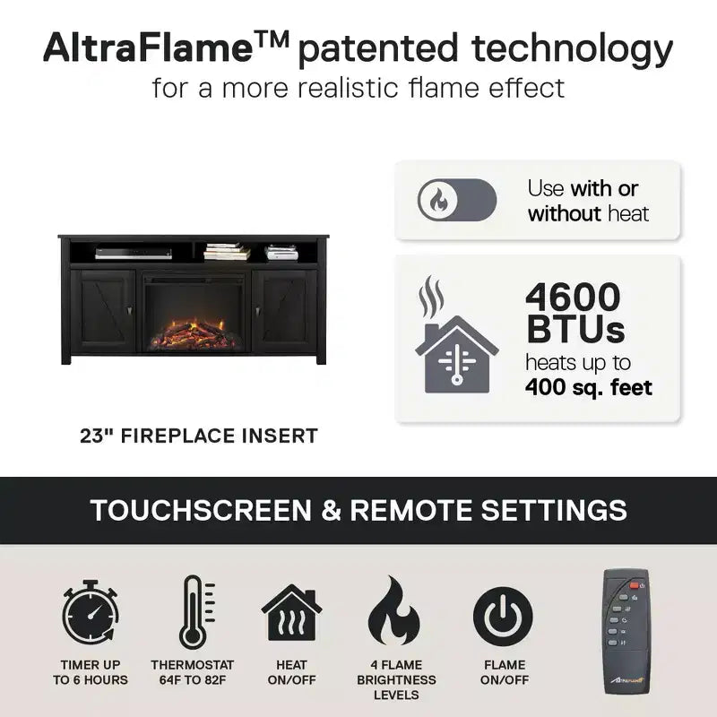 Mobile TV con camino elettrico Farmington per TV fino a 60"