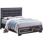 Letto a pannelli con struttura in legno Liverpool con 2 cassetti
