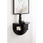 Jalla Tavolino Sospeso in Legno a Mezzaluna, 18x14, Nero