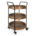 Kate and Laurel Lloyd Round Metal Bar Cart, 18x18x31.5, Rustic Brown and Black