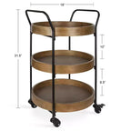 Carrello bar tondo in metallo Lloyd, 18x18x31.5, Marrone rustico e Nero