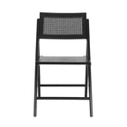 Sedie Pieghevoli in Rattan con Struttura e Seduta in Legno Massello e Schienale Traspirante in Rattan Intrecciato