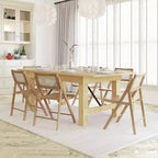 Sedie Pieghevoli in Rattan con Struttura e Seduta in Legno Massello e Schienale Traspirante in Rattan Intrecciato