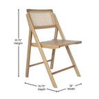 Sedie Pieghevoli in Rattan con Struttura e Seduta in Legno Massello e Schienale Traspirante in Rattan Intrecciato