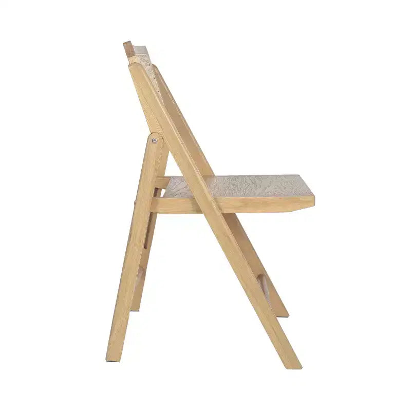Sedie Pieghevoli in Rattan con Struttura e Seduta in Legno Massello e Schienale Traspirante in Rattan Intrecciato