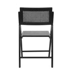 Sedie Pieghevoli in Rattan con Struttura e Seduta in Legno Massello e Schienale Traspirante in Rattan Intrecciato