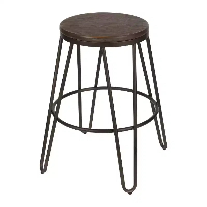 Sgabelli da bar Tully in legno e metallo, confezione da 4, 61 cm, grigio e marrone rustico