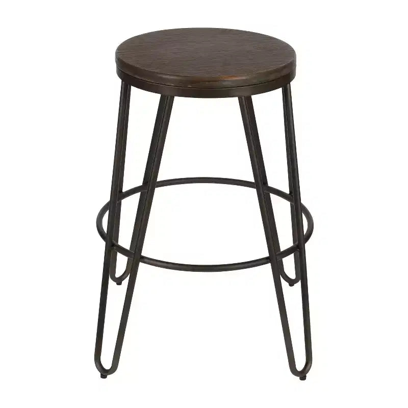 Sgabelli da bar Tully in legno e metallo, confezione da 4, 61 cm, grigio e marrone rustico