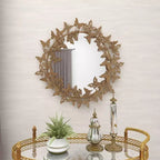 Specchio da parete rotondo in metallo con farfalle 3D 28x28