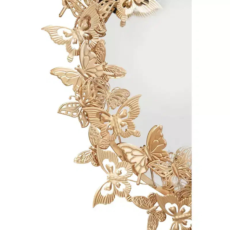 Specchio da parete rotondo in metallo con farfalle 3D 28x28