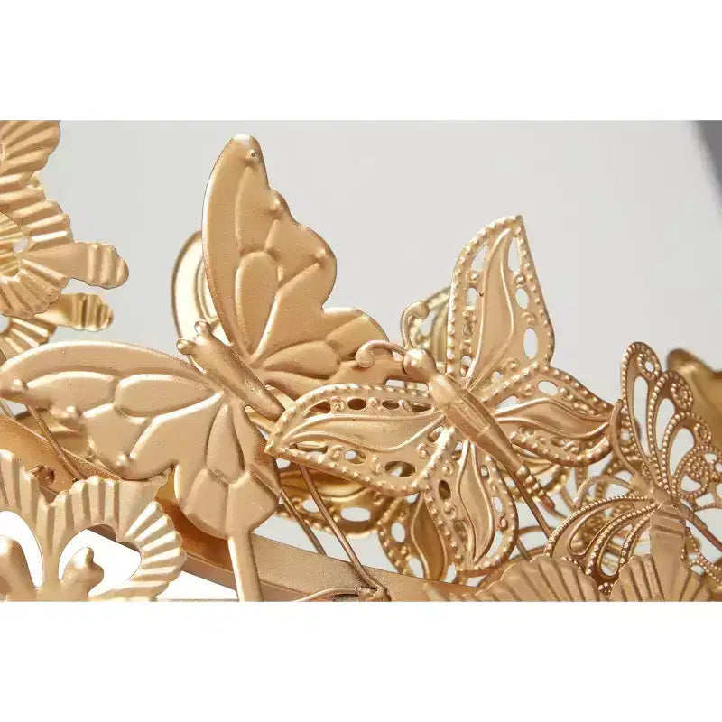 Specchio da parete rotondo in metallo con farfalle 3D 28x28