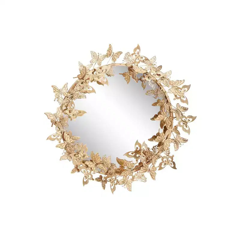 Specchio da parete rotondo in metallo con farfalle 3D 28x28